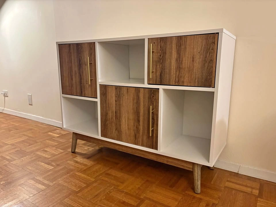 Cabinet with display and shelves
