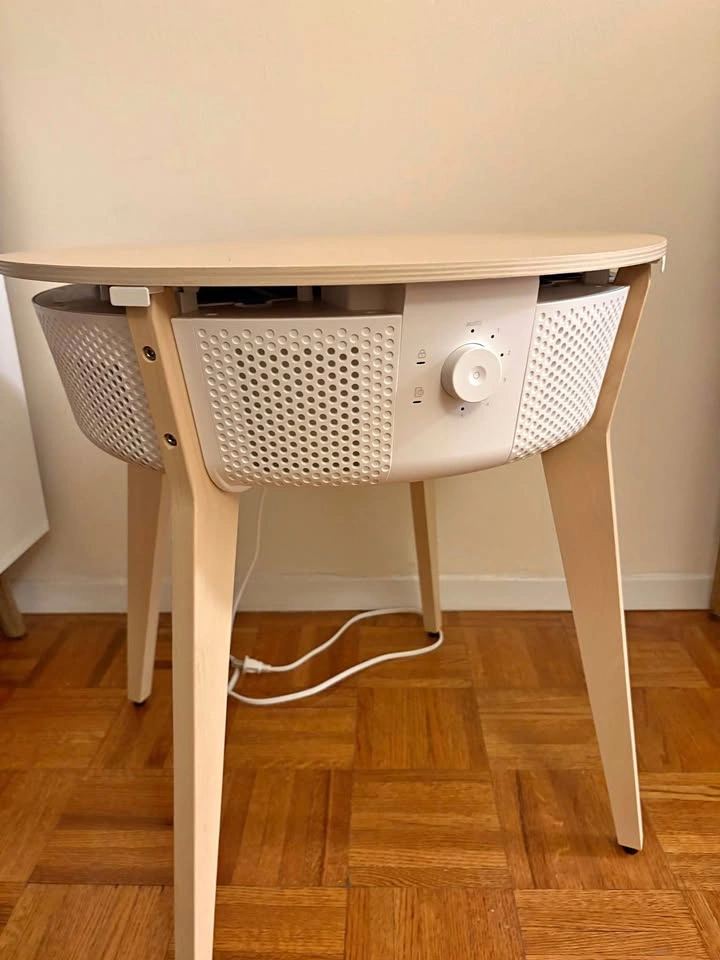 IKEA STARKVIND table with air purifier, stained oak/white