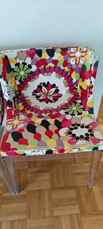 Flower Printed Upholstered Dining Chairs (Clear Legs) – Set of 4 - photo 3