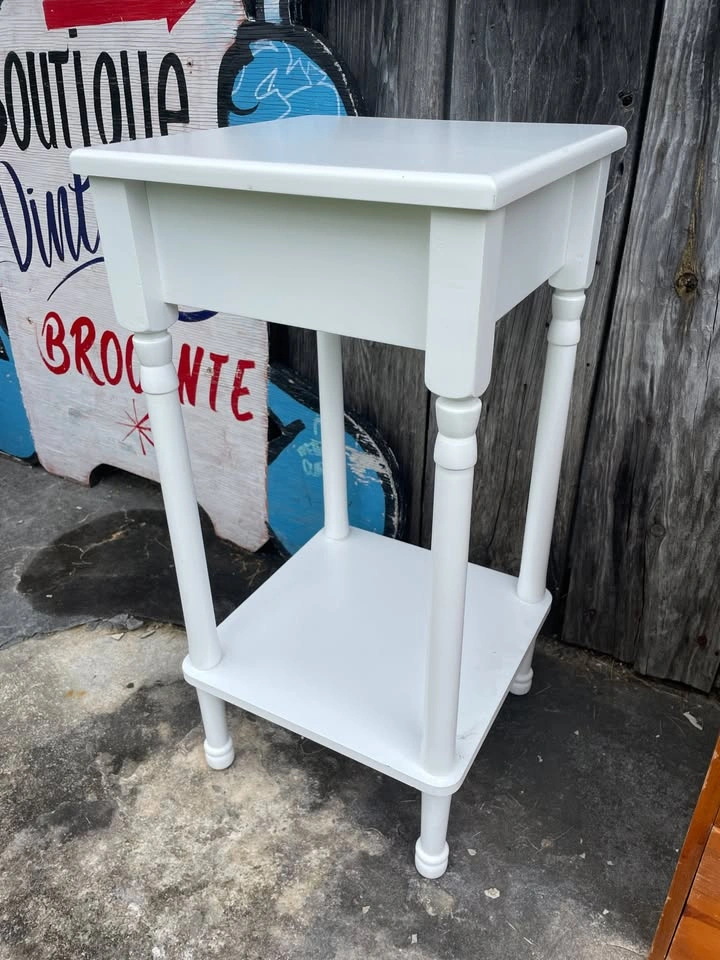 White Two-Tier Side Table / Plant Stand - 12" x 12" - photo 2