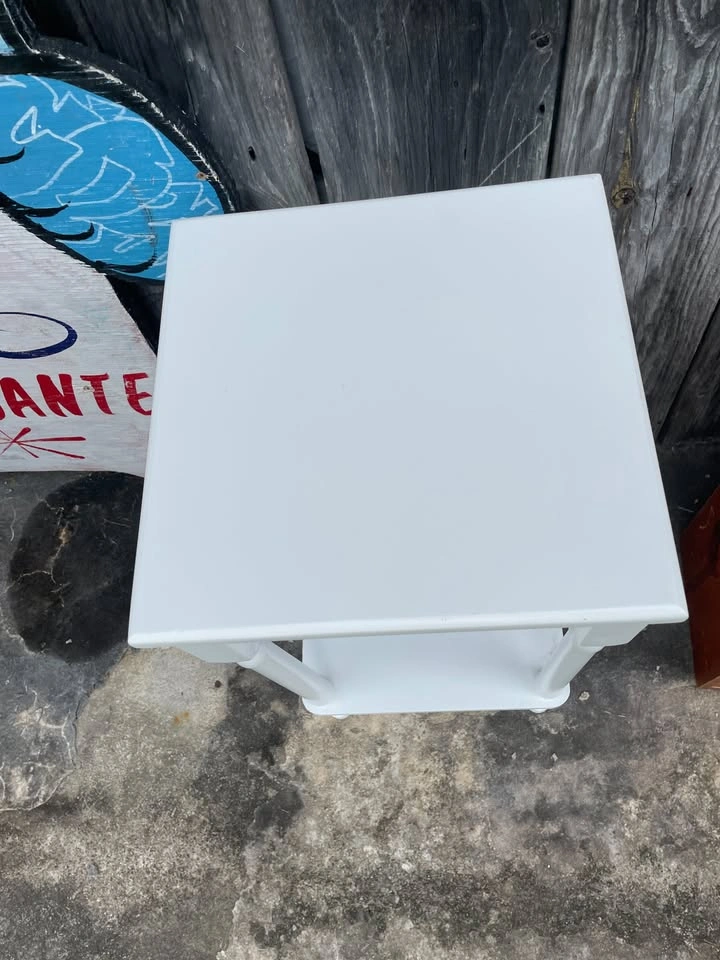 White Two-Tier Side Table / Plant Stand - 12" x 12" - photo 3