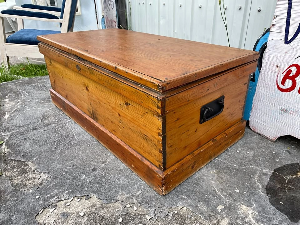 Antique Solid Wood Chest / Rustic Carpenter Chest