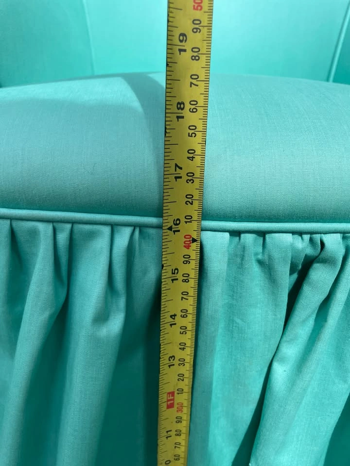 Pair of Mid-Century Vintage Turquoise Vinyl Skirted Chairs - photo 4