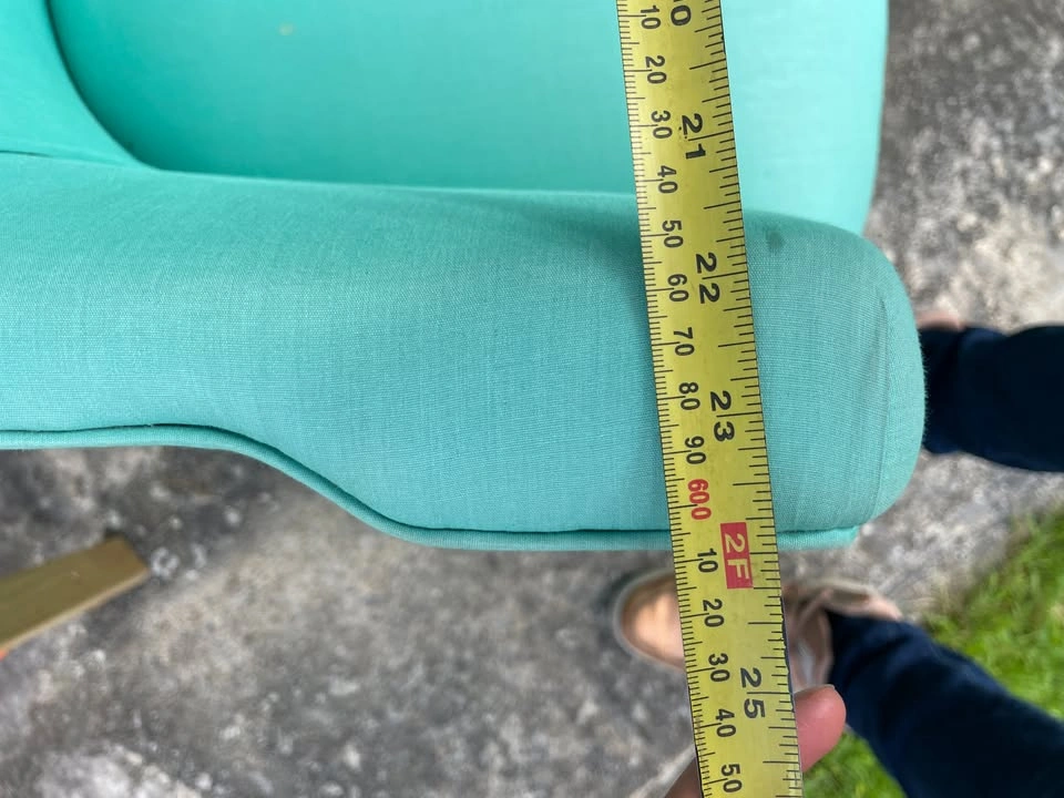 Pair of Mid-Century Vintage Turquoise Vinyl Skirted Chairs - photo 5