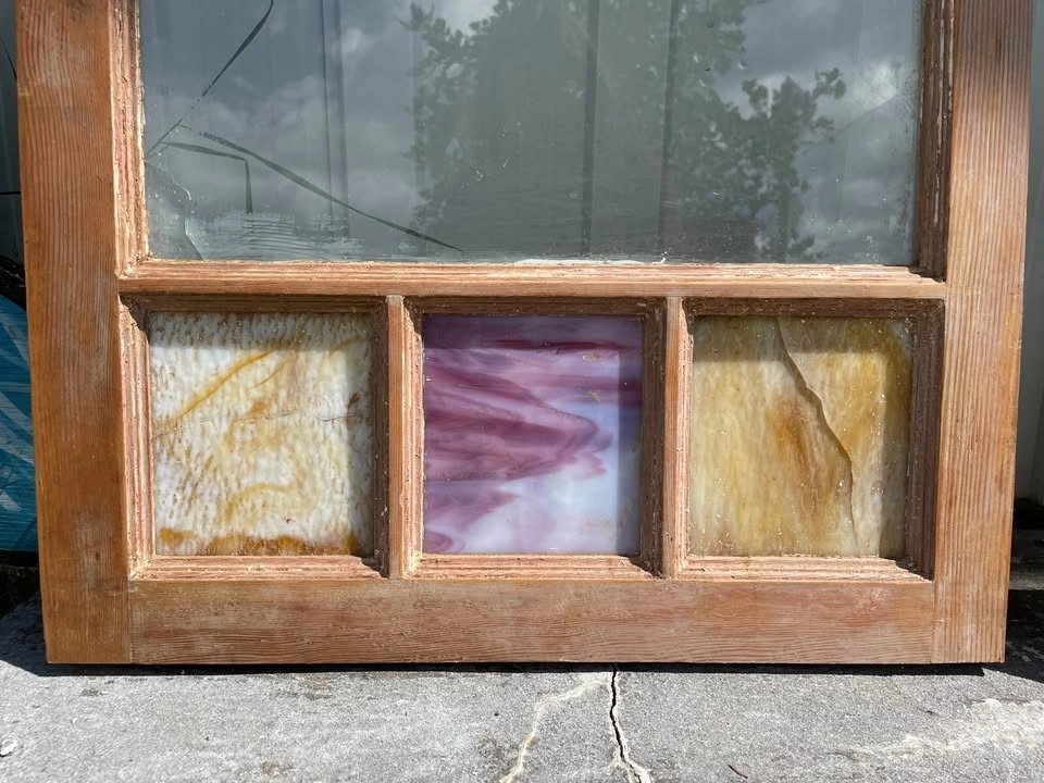 Antique Wood and Stained Glass Doors - 21" x 45" - photo 3