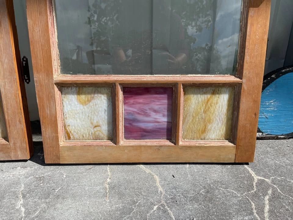 Antique Wood and Stained Glass Doors - 21" x 45" - photo 5
