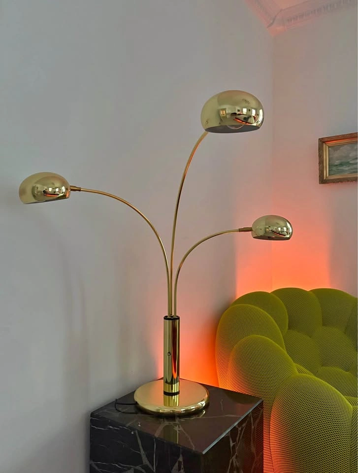 VINTAGE ITALIAN REGGIANI STYLE 3 ARM BRASS TABLE LAMP