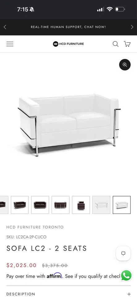 CORBUSIER LC2 WHITE LEATHER PETITE LOVESEAT! - photo 4