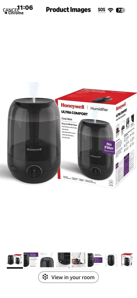 Brand new Honeywell ultra comfort, cool mist humidifier