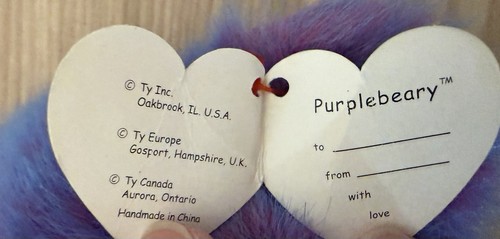 Vtg Ty Classic Beanie Baby Purplebeary Teddy Bear 14" Plush - photo 5