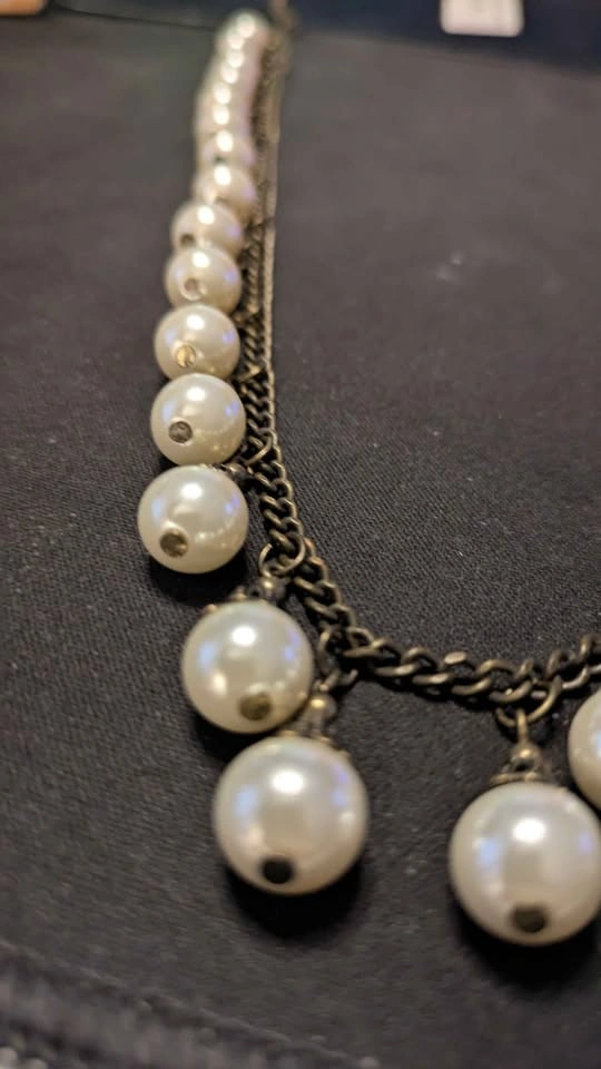 Vintage Antique Gold-Tone Pearl Statement Necklace - photo 3