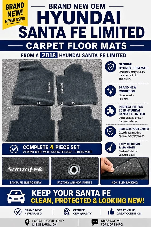 Brand New OEM Floor Mats | 2018 Hyundai Santa Fe Limited