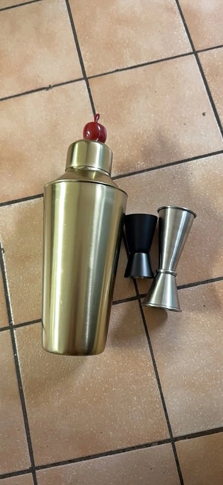 Gold Cocktail Shaker and Jiggers