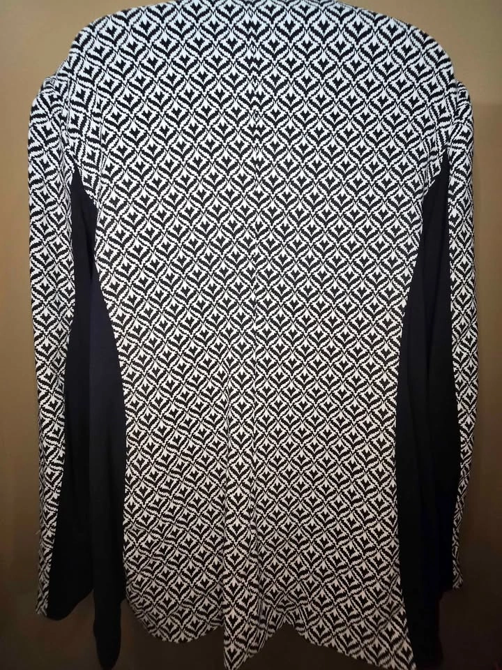 Laura Black & White Textured Cardigan Coat Blazer Jacket 16 - photo 2