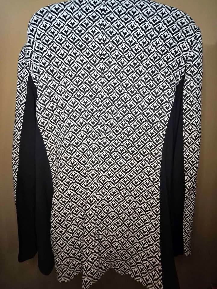 Laura Black & White Textured Cardigan Coat Blazer Jacket 16 - photo 4