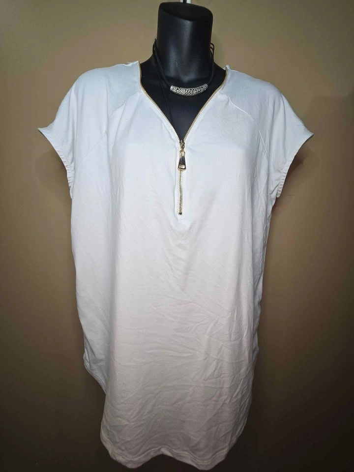 Ardenes White V-Neck Short Sleeve Top - Size M - photo 3