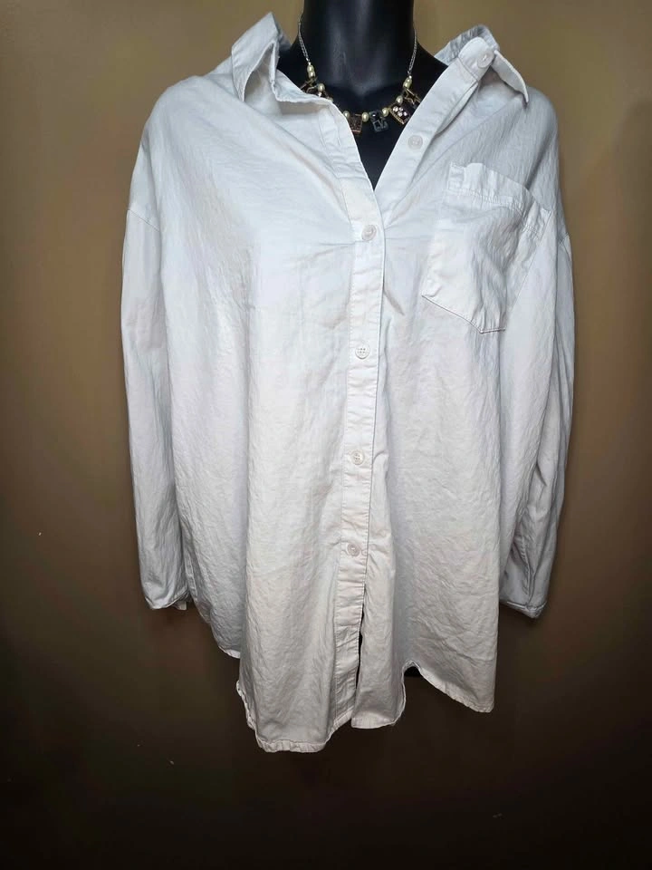 White Long Sleeve Button-Down Shirt - Women's M - photo 5