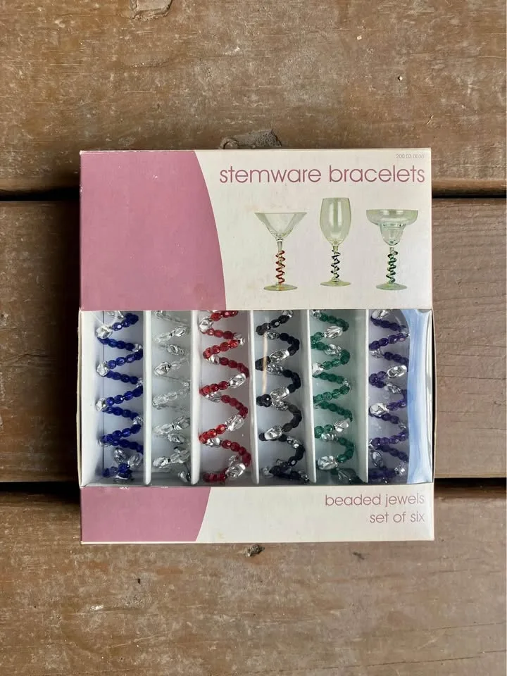 Stemware Bracelets Beaded Jewels Set Of 6 - New In Box image indicator(8)