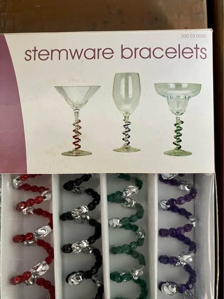 Stemware Bracelets Beaded Jewels Set Of 6 - New In Box image indicator(9)