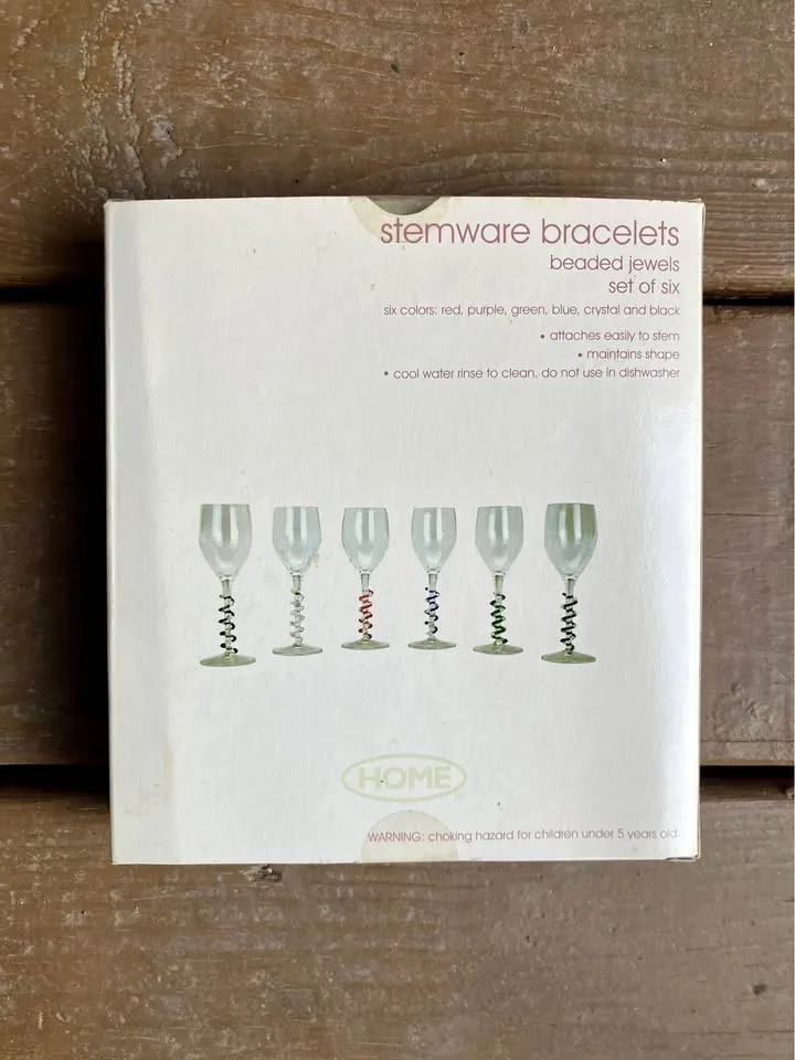 Stemware Bracelets Beaded Jewels Set Of 6 - New In Box image indicator(10)