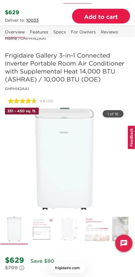 Frigidaire Gallery 3-in-1 Connected Inverter Portable AC/Heater - photo 2