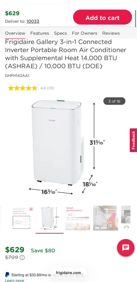 Frigidaire Gallery 3-in-1 Connected Inverter Portable AC/Heater - photo 3