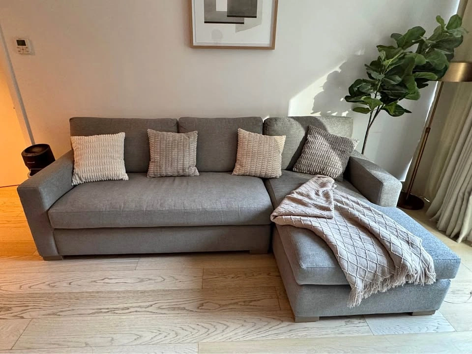 Crate & Barrel Axis Gray Sectional w/ Chaise