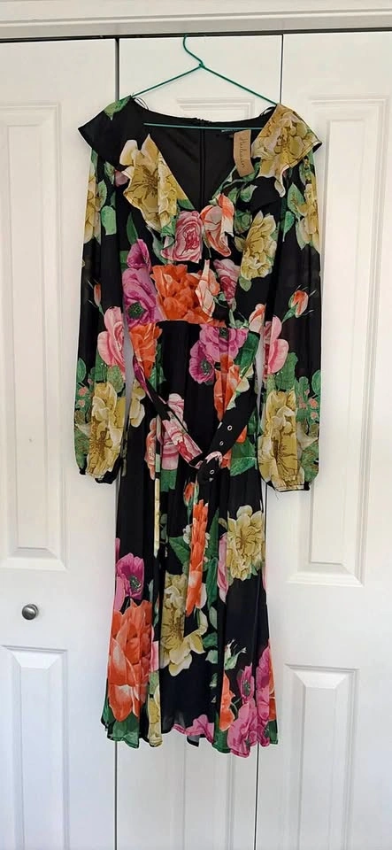 Harlequin Floral Belted Maxi Dress