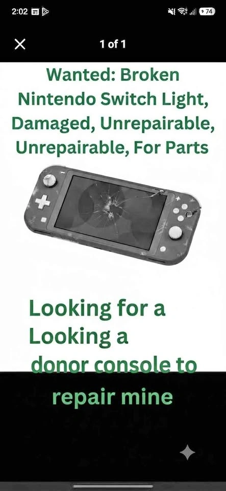 WANTED: Broken Nintendo Switch Lite (need parts to fix mine)