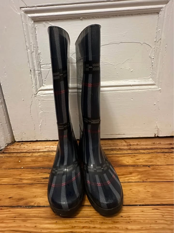 Glossy Plaid Tall Rain Boots - Women's Size 7 - photo 2
