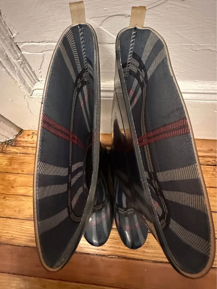 Glossy Plaid Tall Rain Boots - Women's Size 7 - photo 3