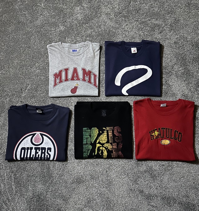 5$ T shirts sizes in description