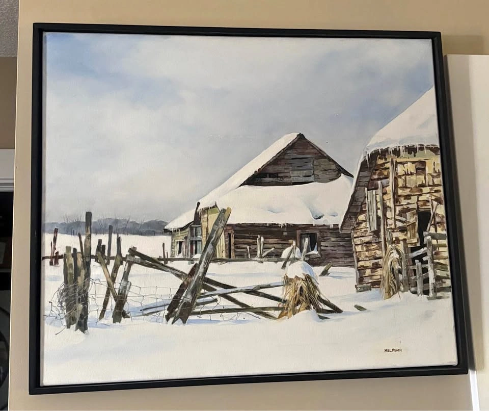 Original Mel Heath Painting "Behind the Barns" – 25" x 21"