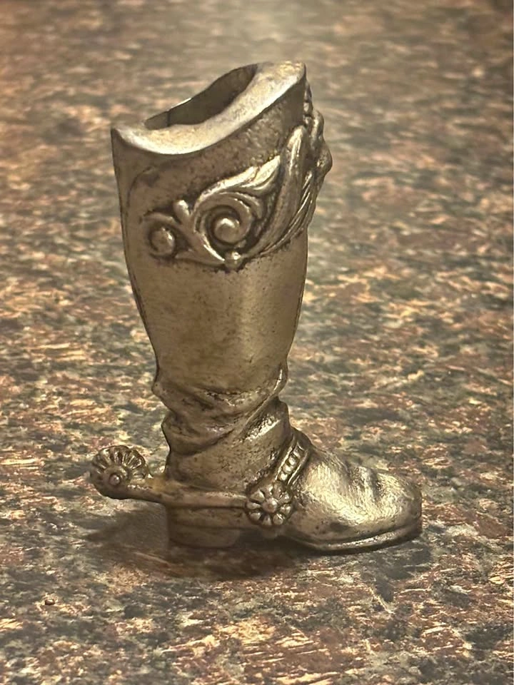 Vintage Silver-Toned Cowboy Boot lighter holder