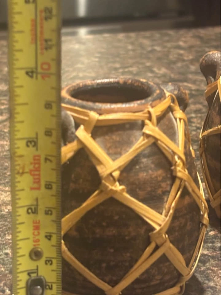 Pair of Rustic Pottery Jars with Woven Wicker Casing - photo 5