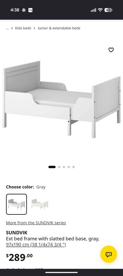 Ikea kids adjustable size bed with siderail - photo 4