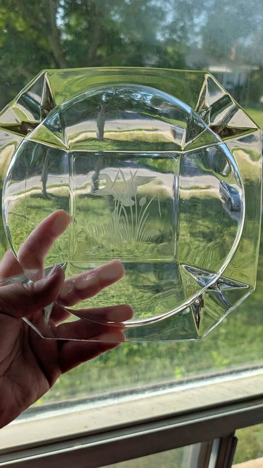 Vintage heavy glass ashtray