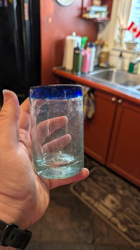 Mexican Hand Blown Glassware Cobalt Blue Rim - photo 2