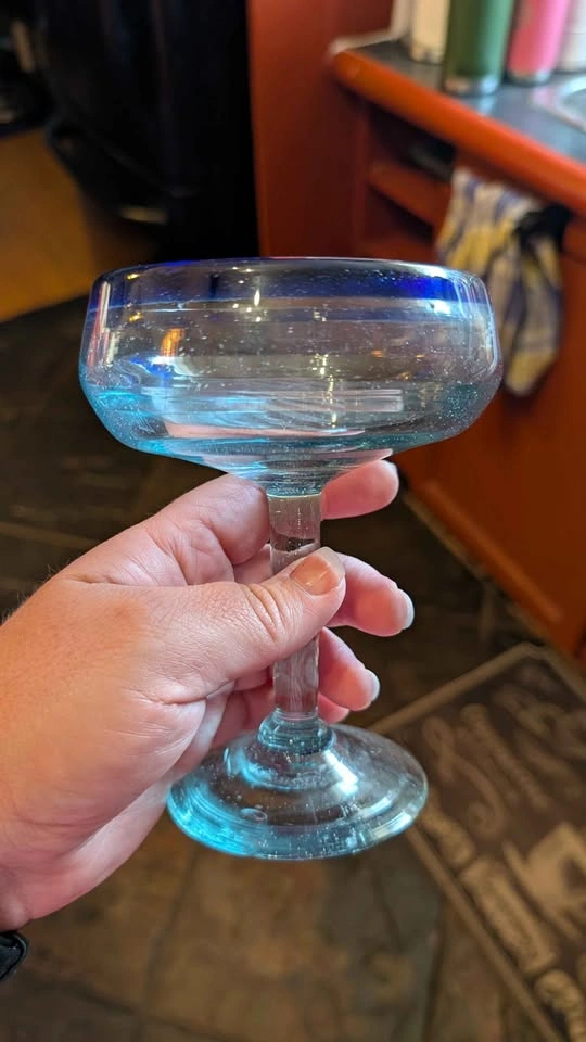 Mexican Hand Blown Glassware Cobalt Blue Rim - photo 3