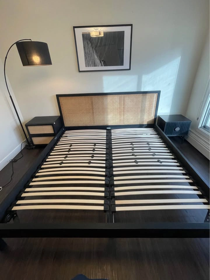 EQ3 Marcel Cane King Bed Frame + Zinus King Mattress - photo 3