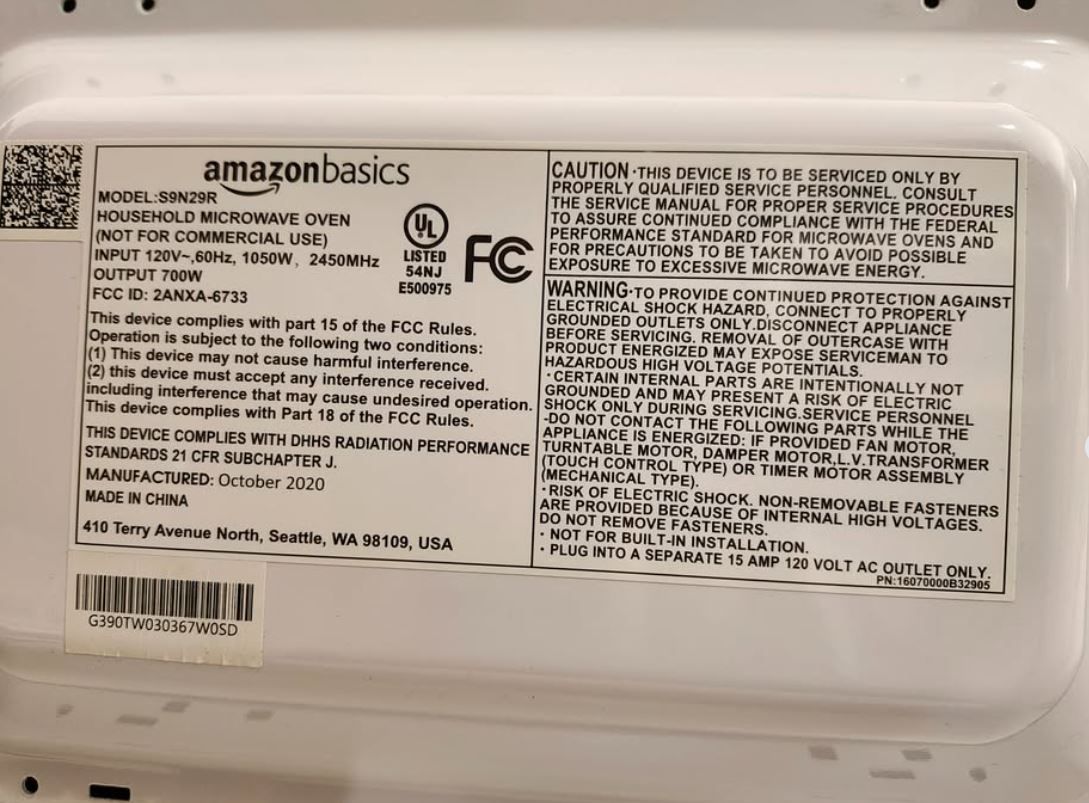 Microwave AmazonBasics Black 17.3" W x 10.1" H x 14.1" D - photo 4