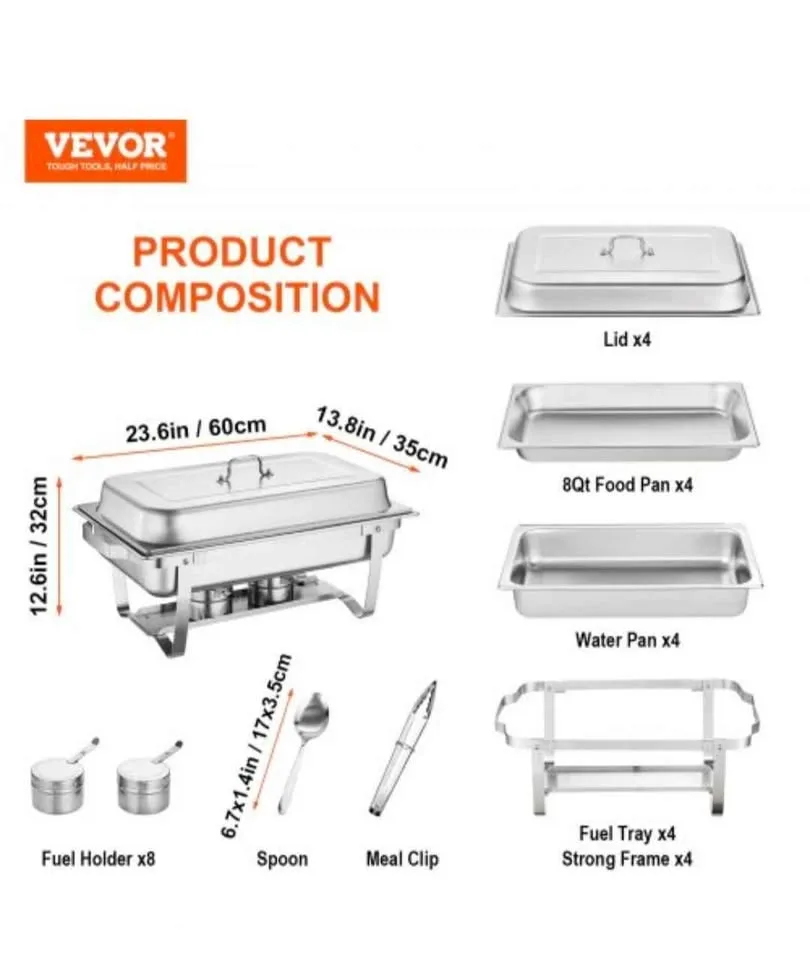 VEVOR 4-Pack Rectangle Chafing Dish Set image indicator(4)