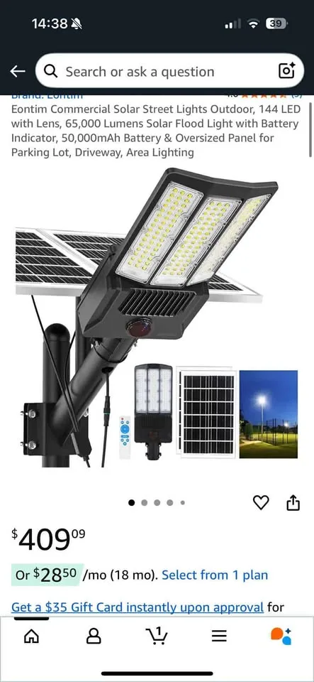 Eontim Solar Street Light, 65000 Lumens image indicator(10)