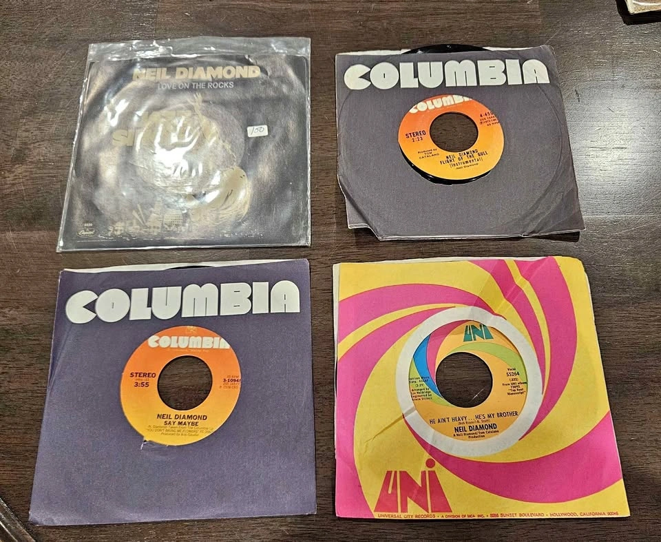 4 Neil Diamond 45 RPM UNI Records Capitol Columbia Singles