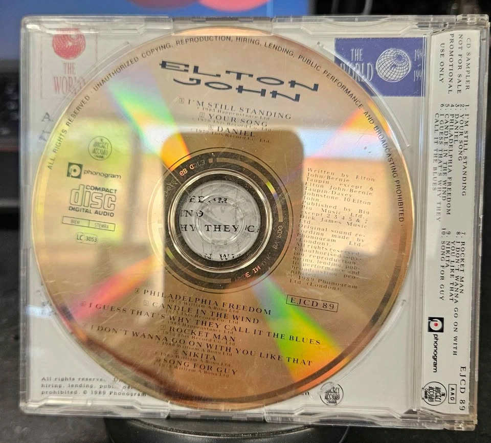 Rare Elton John Promo CD The World EJCD 89 1989 Compilation - photo 2