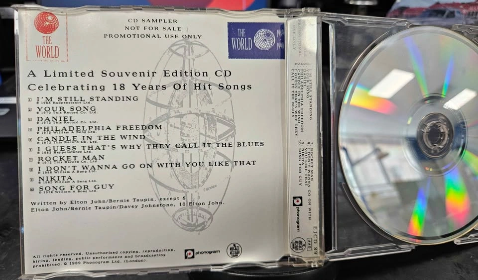 Rare Elton John Promo CD The World EJCD 89 1989 Compilation - photo 3