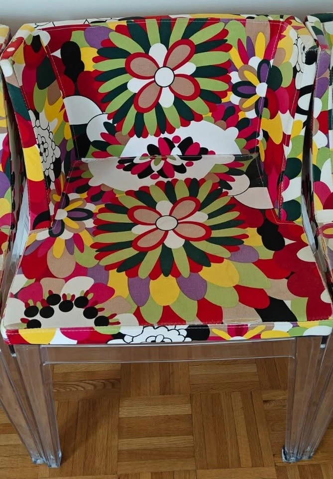 Set of 4 Flower Printed Upholstered Dining Chairs & Table - photo 3