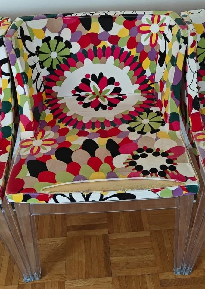 Set of 4 Flower Printed Upholstered Dining Chairs & Table - photo 5
