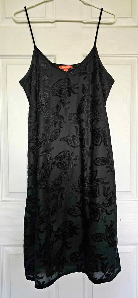 JOE FRESH Black Velvet Burnout Floral Slip Dress - Size M