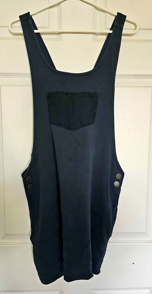 ZARA Trafaluc Dark Navy 100% Cotton Overall Pinafore Dress - Siz